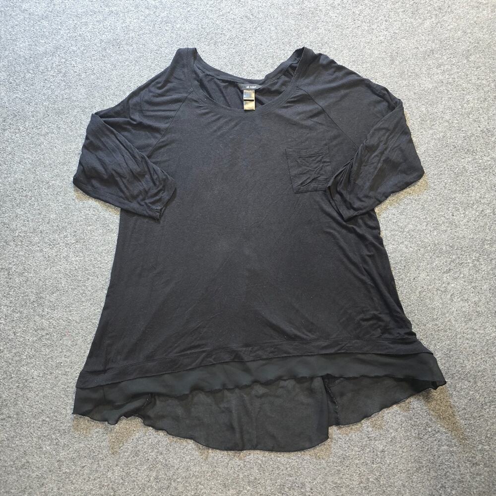 Ali Miles Top Womens XL Black A Line Tunic Stretchy Minimalist Capsule Casual